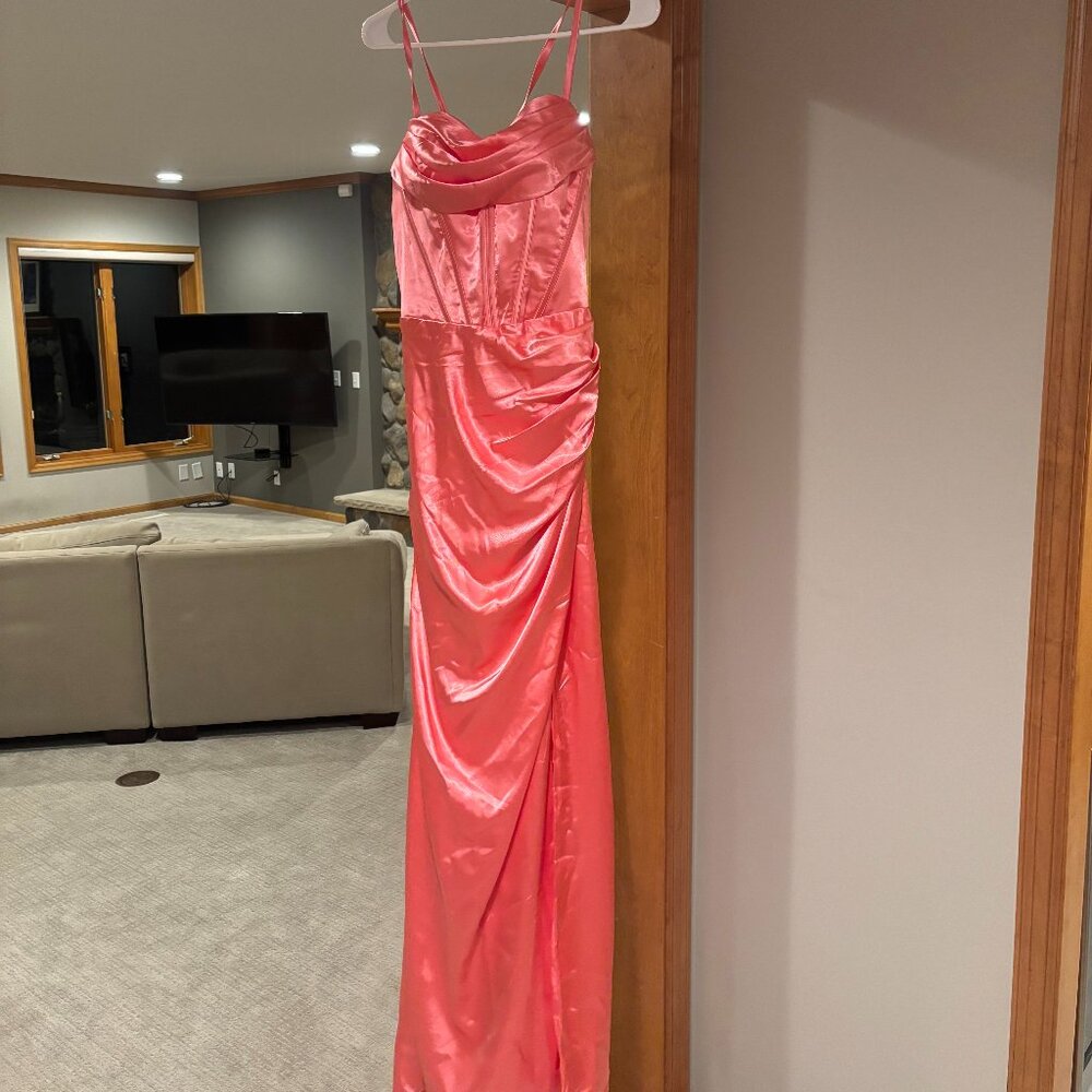 Women's Mermaid Prom Dress with Slit Satin Bridesmaid Dresses Long Corset Evenin